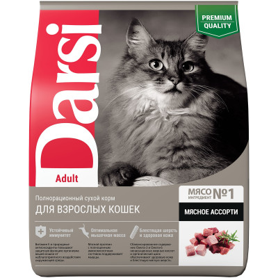 Сухой корм Darsi Adult для кошек мясо/асорти, 1.8кг