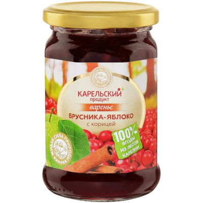 Варенье Карельский Продукт брусника-яблоко с корицей, 370г