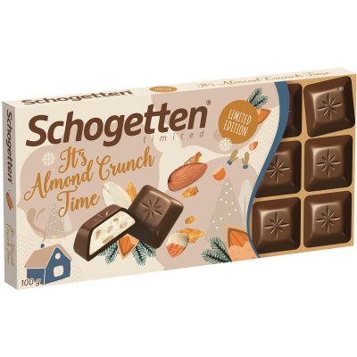 Шоколад молочный Schogetten с миндально-кремовой начинкой и миндальной крошкой, 100г