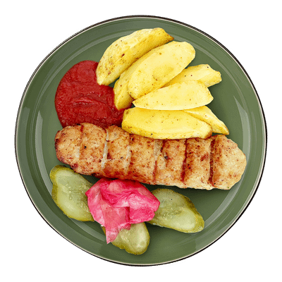 Кебаб из курицы с картофелем и соусом Сацебели Шеф Перекрёсток, 280г
