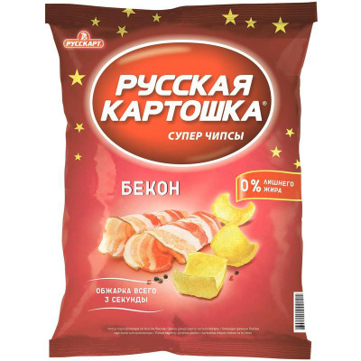 Чипсы картофельные Русская Картошка со вкусом бекона, 80г