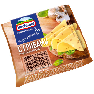 Сыр плавленый Hochland тостовый с грибами 45%, 150г