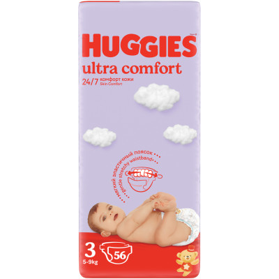 Подгузники Huggies Ультра комфорт 5-9 кг, 56шт