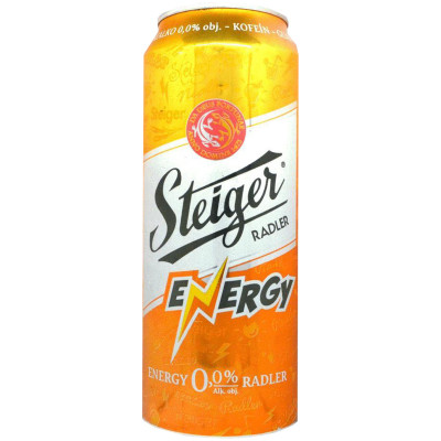 Пивной напиток Steiger Radler Energy фильтрованный 0%, 500мл