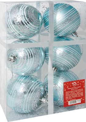 Набор ёлочных шаров Santa Club 8см в ассортименте HV8006-1287A02, 6шт