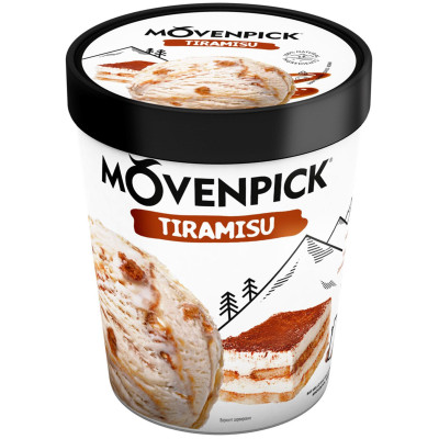 Пломбир Movenpick Tiramisu с сыром маскарпоне и кусочками печенья тирамису 14%, 277г