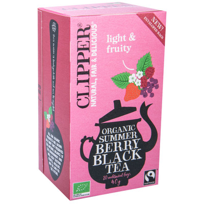 Чай Clipper Летняя ягода чёрный байховый с кусочками чёрной смородины и малины в пакетиках, 20х2г