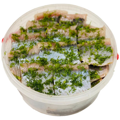 Сельдь тихоокеанская Ekstra Fish филе-кусочки без кожи в солевой заливке с укропом