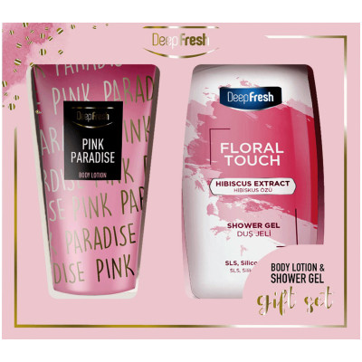 Набор подарочный Deep Fresh Гель Floral Touch гибискус для душа и лосьон Pink Paradise для тела
