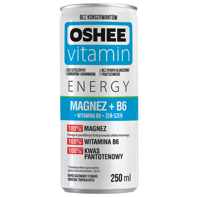 Напиток безалкогольный Oshee Vitamin Energy Magnez со вкусом фруктов газированный, 250мл