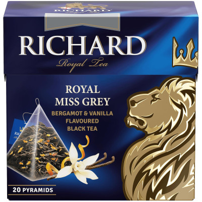 Чай Richard Royal Miss Grey чёрный бергамот ваниль, 20x1.7г
