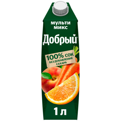 Нектар Добрый Мульти микс яблоко-апельсин-персик обогащённый провитамином А, 1л