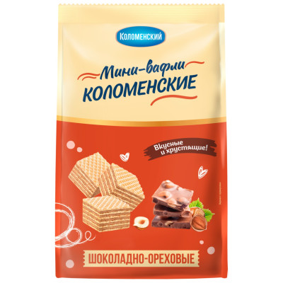 Вафли БКХ Коломенский Шоколадные со вкусом ореха, 200г