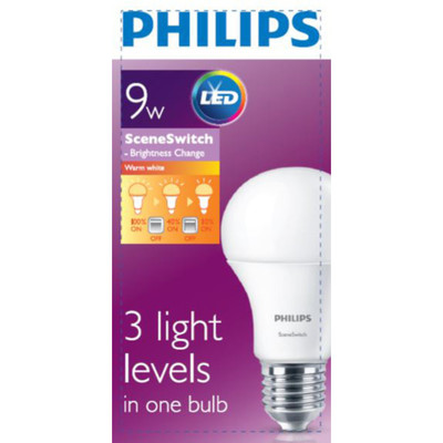Лампа светодиодная Philips LED Scene Switch SW.9 A60 E27 3000K 70W 220-240V