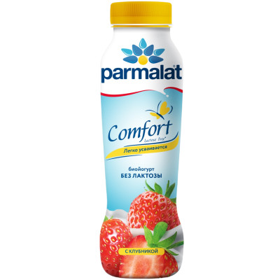 Биойогурт Parmalat Comfort Клубника безлактозный 1.5%, 290мл