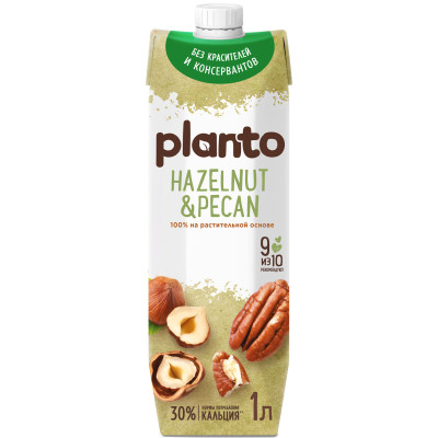 Напиток Planto Hazelnut&Pecan ореховый ультрапастеризованный, 1л