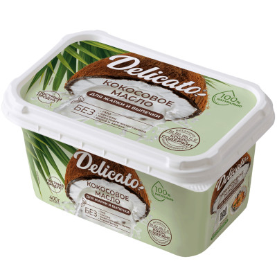Масло Delicato кокосовое рафинированное дезодорированное 99%, 400г