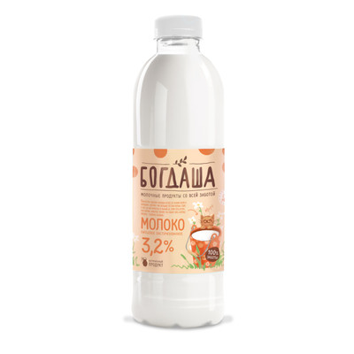 Молоко Богдаша питьевое пастеризованное 3.2%, 900мл