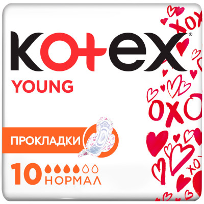 Прокладки Kotex Young нормал 4 капли, 10шт