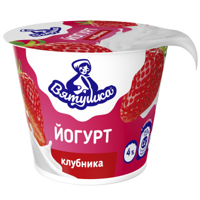 Йогурт Вятушка клубника с натуральными фруктами 4%, 125г