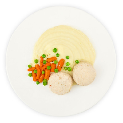 Биточки из курицы и кролика с пюре из картофеля и сельдерея с овощами Шеф Перекрёсток by justfood, 190г