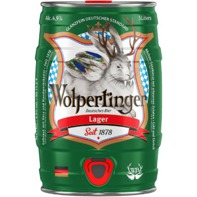 Пиво Wolpertinger светлое фильтрованное пастеризованное 4.9%, 5л