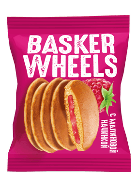 Пирожное Basker Wheels Pancake бисквитное с малиновой начинкой, 36г