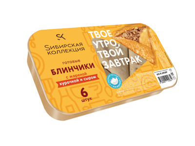 Блинчики Сибирская Коллекция с жареной курочкой и сыром замороженные, 360г