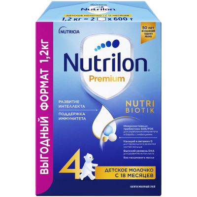 Напиток Nutrilon 4 Premium сухой быстрорастворимый с 18 месяцев, 1.2кг