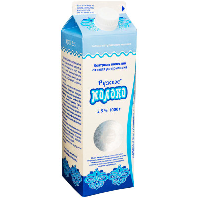 Молоко Рузское пастеризованное 2.5%, 1л
