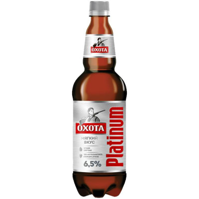 Пиво Охота Платинум светлое пастеризованное 6.5%, 950мл