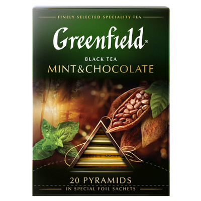 Чай Greenfield Mint&Chocolate чёрный ароматизированный в пирамидках, 20х1.8г