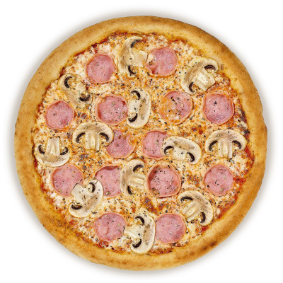 Пицца с ветчиной и грибами «Много лосося»,  430г