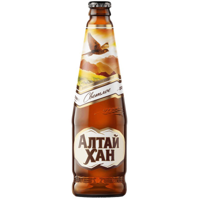 Пиво Алтай Хан светлое фильтрованное 4.7%, 440мл