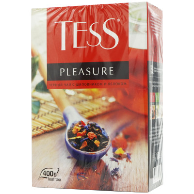 Чай Tess Pleasure чёрный байховый с шиповником и яблоком, 400г