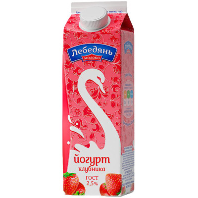Йогурт Лебедяньмолоко фруктовый клубника 2.5%, 450мл