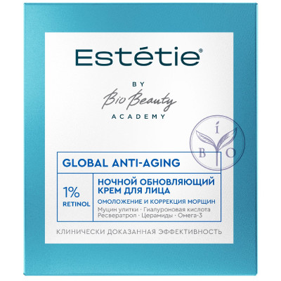 Крем для лица Estetie Global Anti-aging ночной обновляющий, 45мл