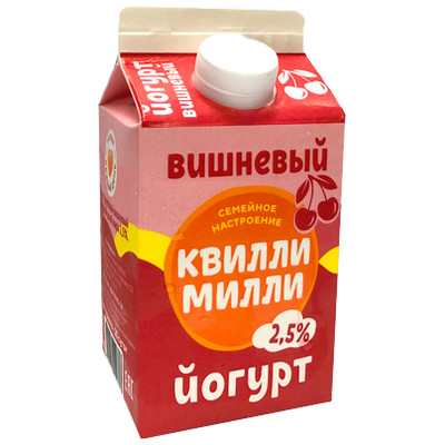 Йогурт фруктовый Квилли-Милли вишнёвый 2.5%, 450мл