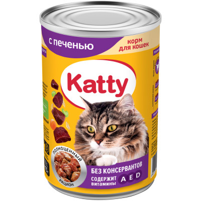 Корм Katty с печенью для кошек, 415г