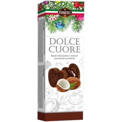 Пирожное Dolce Cuore Какао-бисквиты с нежной кокосовой начинкой, 120г