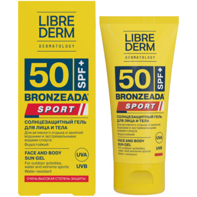 Гель Librederm Sport Bronzeada SPF 50 Солнцезащитный для лица и тела, 50мл