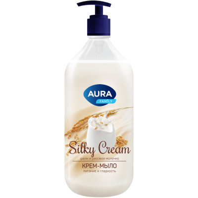 Крем-мыло Aura Family Silky Cream Шелк и рисовое молочко, 1л