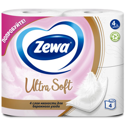 Бумага туалетная Zewa Ultra Soft 4шт 4 слоя