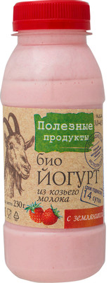 Биойогурт питьевой Формула Здоровья из козьего молока с земляникой 3-4.5%, 230мл