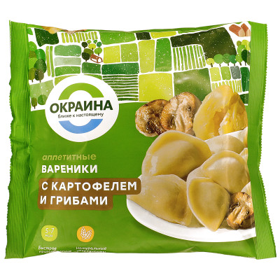 Вареники Окраина с картофелем и грибами, 500г