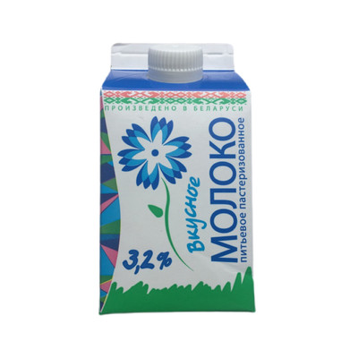 Молоко Витебское молоко Вкусное пастеризованное 3.2%, 500мл