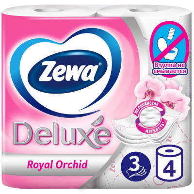 Бумага туалетная Zewa Delux 4шт трехслойная с ароматом орхидеи