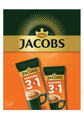 Напиток Jacobs Классика 3в1 кофейный растворимый, 13.5г