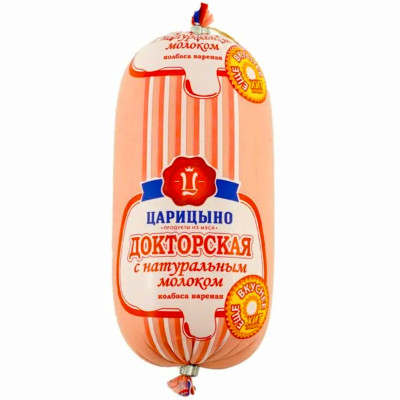 Колбаса варёная Царицыно Докторская с натуральным молоком из мяса птицы, 500г