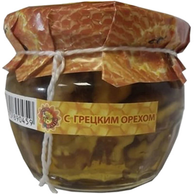 Мёд Пчела Маня Пчелиный натуральный с грецким орехом, 200г